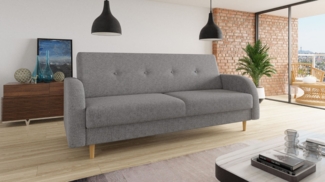 Schlafsofa Kelso - Sofa mit Bettkasten und Schlaffunktion, Bettsofa, Schlafcouch mit Holzfüße (Grau (Twist 21))