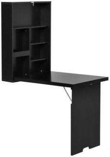 HOMCOM Klapptisch Wandtisch Wandklapptisch mit Tafel (Computertisch, 1-St, Klappschreibtisch), für Büro Schwarz 60 x 94,5 x 147 cm