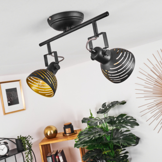 hofstein Deckenleuchte »Mitterthal« Deckenlampe, Metall, Schwarz/Goldfarben, ohne Leuchtmittel, Retro/Vintage-Design mit Lichteffekt, E14, verstellbare Strahler