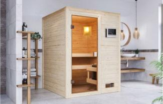 Karibu Sauna Sandra + 3,6kW Plug&Play Ofen externe Steuerung