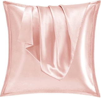 2er Set Satin Kissenbezug 80x80 Rosa Seidenkissenbezug Curly Haar geeignet