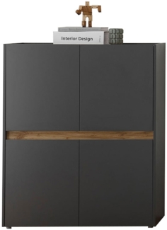 Highboard Cintia / City , Holzwerkstoff , Schwarz, Holzfarben , 120 x 100 x 40 cm