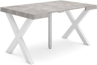 Skraut Home | Ausziehbarertisch | Multifunktionaler ausziehbarer | 140 | Für 6 Gäste | Massivholz Beine | Moderner Stil | Zement