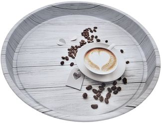 Serviertablett 33cm Frühstückstablett Metall rund Betttablett Tablett Teller