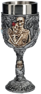 Figuren Shop GmbH Becher Kelch - Liebespaar Skelette - Gothic Weinkelch Dekoration Becher Paar, Kunststein (Polyresin), Edelstahl