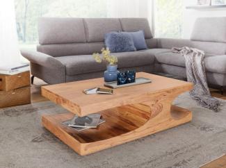 Couchtisch Massivholztisch BUANA 118x70x38 cm mit Ablage Holz Akazie