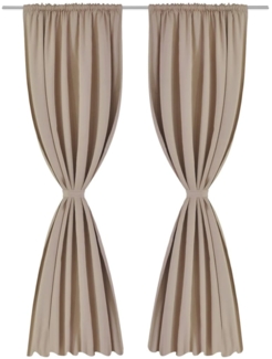 2 Stk. Creme Verdunkelungs-Vorhänge mit Schlitzkopf 135 x 245 cm 130374