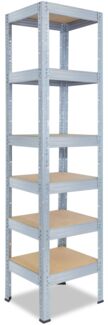 shelfplaza PRO 230x40x40 cm Schwerlastregal in grau-verzinkt mit 6 Böden und 166 kg Traglast pro Boden