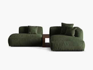 Micadoni Ecksofa Martina 2-Sitzer mit Couchtisch Samt Grün Rechts