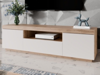 ALLHOUSE24 TV-Schrank WIXI - Wotan Eiche weiße oder schwarze Front TV-Board Unterschrank Breite 170 cm