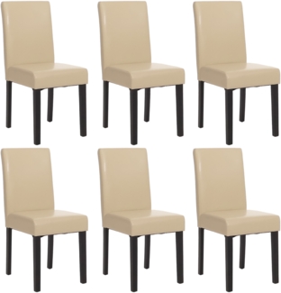 6er-Set Esszimmerstuhl 'Littau' Kunstleder, creme, dunkle Beine