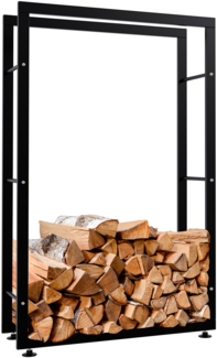 DELUKE® Kaminholzregal innen Metall SATLO - für Feuerholz Brennholzregal innen Kaminholzständer Kaminholzhalter Feuerholzregal InnenSchwarz, 25x80x125cm