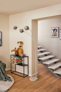 s.Oliver Stehlampe ANJELLA, Stehleuchte exkl 3x E14, in warm grey (beige) + smoke Glas, Ein-/Ausschalter, Leuchtmittel wechselbar, warmweiß - kaltweiß, mit mundgeblasenen Glasschirmen in rauchgrau, 195x65x72 cm, max 10W