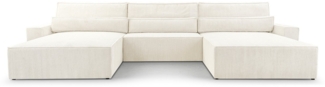 MOEBLO Wohnlandschaft DENVER U, Eckcouch aus Cordstoff Ecksofa U-Form Cord Sofa Couch Polsterecke U-Sofa - 410x85x200cm, mit Bettkasten und Schlaffunktion