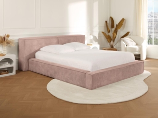 Vente-unique - Bett mit Bettkasten - 180 x 200 cm - Cord - Rosa - TIMANO von Pascal Morabito