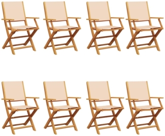 vidaXL Gartenstühle 8 Stk. Klappbar Beige Stoff und Massivholz 3214585