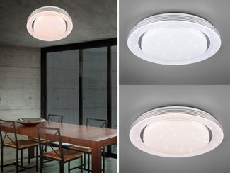 LED Deckenleuchte ATRIA Fernbedienung dimmbar Sternenhimmel Weiß, Ø 27cm