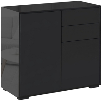 HOMCOM Highboard Sideboard Aufbewahrungsschrank mit 2 Schublade, 2 Türen (Mehrzweckschrank, 1 St, Aktenschrank), für Wohnzimmer, Schlafzimmer Schwarz 79 x 36 x 74 cm