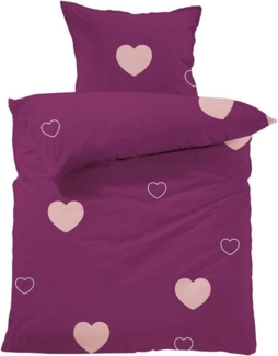 Lavea Bettwäsche Herzen, Set aus 1 x 80 x 80 cm Kissenbezug 1 x 155 x 220 cm Bettdeckenbezug, 100% Baumwolle, kuschelig weiche Bettwäsche für Ihr tägliches Wohlbefinden, 2 teilig, Bettbezug mit hochwertigem Reißverschluss und langlebiger Qualität