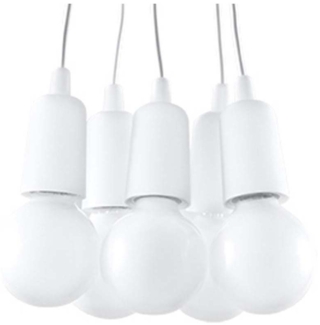 Pendelleuchte, Weiß, PVC, 5-flammig, H 90 cm