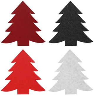 Annastore Platzset 12 x Filzdeko Tannenbaum Weihnachtsdeko Filzuntersetzer, 18,5 x 19 cm - 4 Farben, Tannenbaum aus Filz