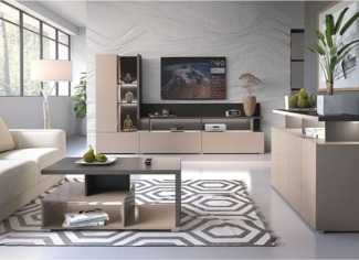 Lomadox Wohnzimmer-Set SELCE-83, (Mega-Spar-Set, 3-St, Wohnwand Couchtisch Sideboard), in beige mit anthrazit, grifflos, 3-teilig