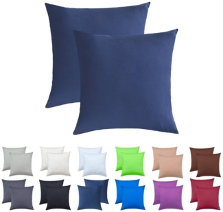 NatureMark Kissenbezüge 2er Pack Jersey Kissenbezug Kissenhülle, (2 Stück), Kissenhülle in vielen Größen und Farben (40 x 40 cm, Navy blau)