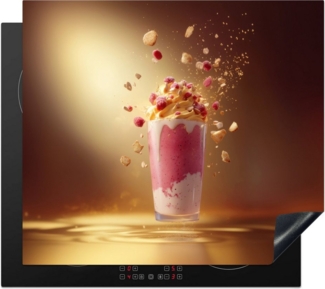 MuchoWow Herd-Abdeckplatte Himbeere - Smoothie - Getränk - Rosa, Vinyl, (1 tlg), Cerankochfeld Abdeckung, Herd Abdeckplatten Vinyl, 58x59 cm