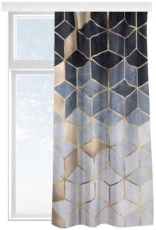 Bilderdepot24 Vorhang Gardine Abstrakt Modern Aquarell Blau Weiß Geometrie Gold Türvorhang (1 St), Multifunktionsband, blickdicht, Samt, Schiebegardinen Küche Schlafzimmer Wohnzimmer Schiebevorhang