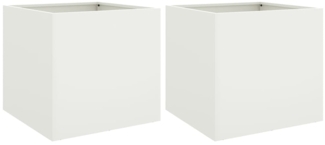 vidaXL Pflanzkübel 2 Stk. Weiß 49x47x46 cm Stahl 841562