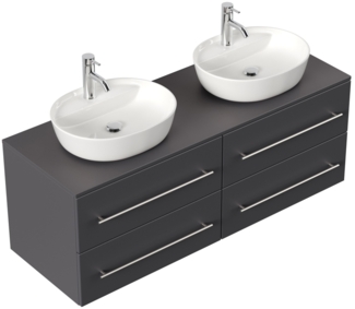 Badmöbel CHARLIE B 143cm mit zwei Aufsatzwaschbecken anthrazit : Anthrazit