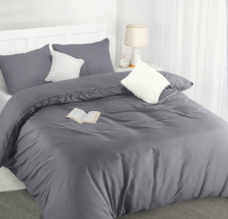Utopia Bedding Bettwäsche Set - Mikrofaser Bettbezug 230x220 cm + 2 Kissenbezüge 50x75 cm - Grau