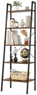 Homfa Standregal, schwarz Bücherregal Küchenregal 5 Ebenen Metall Holz 158,5 cm Vintage