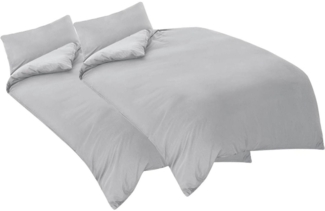 Bettwäsche Set 135x200cm 4tlg Hellgrau Mikrofaser Reißverschluss