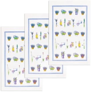 Kracht Geschirrtuch Lavendelkörbchen, (Set, 3-tlg, Set), 3er Pack Frottee Küchenhandtücher (3 Stück), ca. 45x70 cm Baumwolle