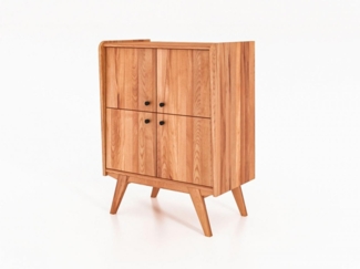 Kommode Jetro Kernbuche massiv 80x105x50 cm mit 4 Türen und Holzbeinen