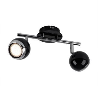 LED Deckenleuchte, Chrom, Schwarz, bewegliche Spots, L 25 cm