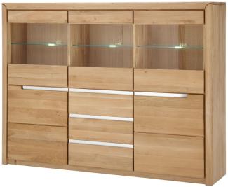 Highboard Pisa 14 Eiche bianco massiv 180 x 134 x 41 cm Schrank Vitrine