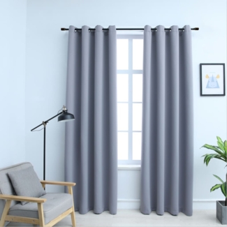 vidaXL Verdunkelungsvorhänge mit Metallösen 2 Stk. Grau 140x175 cm 134426