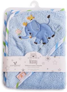 Cangaroo Baby-Kapuzenhandtuch Manny 76 x 76 cm Babyhandtuch Tiermotiv Baumwolle blau