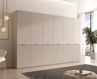MOEBLO Drehtürenschrank MINEWRA NOVA 300 (mit 6 Türen – Moderner Drehtürenschrank mit eleganten Glastüren und gefrästen Fronten, viel Stauraum für Schlafzimmer & Garderobe) (B xHx T): 303 cm x 200 cm x 49 cm