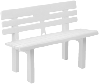 Stabile Parkbank Kunststoff Gartenbank Sitzbank 110x52x71cm Weiß