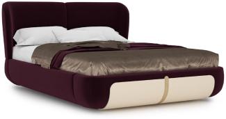 Casa Padrino Luxus Doppelbett Lila / Creme / Beige 207 x 225 x H. 110 cm - Massivholz Bett - Schlafzimmer Möbel - Hotel Möbel - Luxus Möbel - Luxus Einrichtung