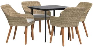 vidaXL Garten Essgruppe mit Kissen 5 pcs Beige Poly-Rattan 3261692