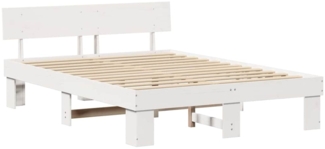 vidaXL Bettgestell mit Kopfteil Weiß 150 x 200 cm Massivholz Kiefer 872564