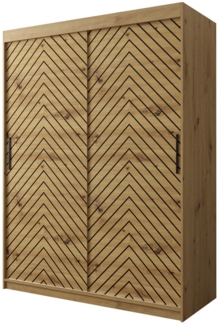 Kleiderschrank Sonter I 150 (Farbe: Artisan Eiche / Artisan Eiche + Schwarz, Größe: 150 cm, mit Schubladen)