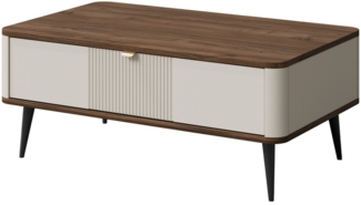 Compleo Couchtisch mit Schublade LILIA, Kaschmir, Metallgriffe, Lamellen, Elegant design