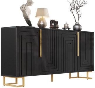 i@home Sideboard, Mit goldene Griffe und Füße, weiß/schwarz