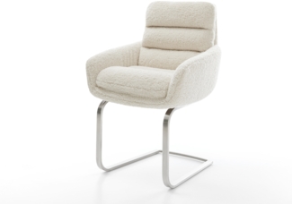 Freischwinger Abelia-Flex mit Armlehnen Teddystoff Beige Freischwinger flach Edelstahl