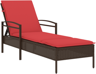 vidaXL Sonnenliege mit Kissen Braun 63x200x81 cm Poly Rattan 368306